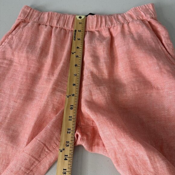 Rachel Roy Pull on Linen Pants Size M Orange Coral Pockets Cropped - Picture 7 of 10